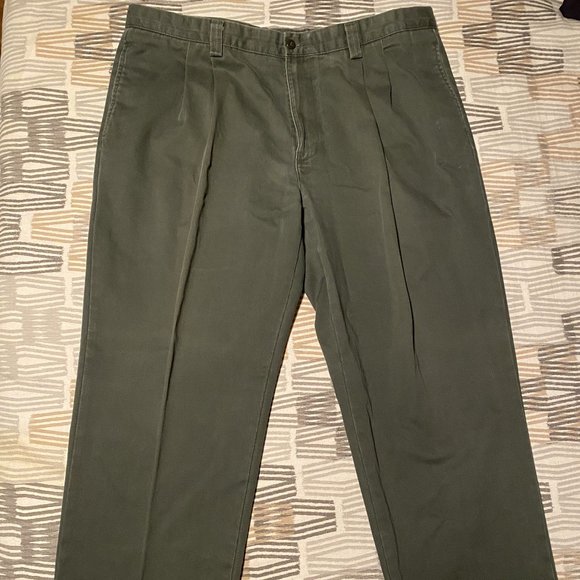 Dockers Other - Men's Dockers Pleated Authentic Twill - Khakis, Casual, Olive Green, Size 42x30
